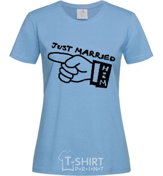 Женская футболка JUST MARRIED (HIM) Голубой фото