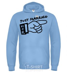 Мужская толстовка (худи) JUST MARRIED (HER) Голубой фото
