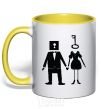 Mug with a colored handle A KEY and a LOCK yellow фото
