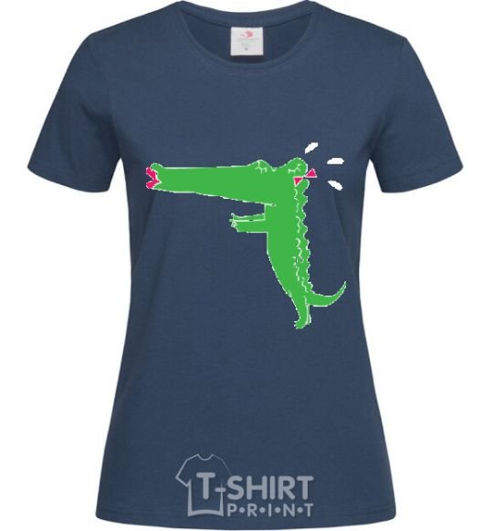 Women's T-shirt LOVE CROCODILES GIRL navy-blue фото