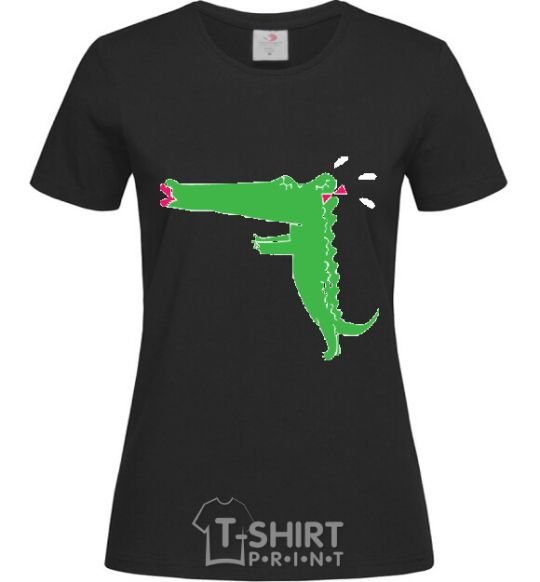 Women's T-shirt LOVE CROCODILES GIRL black фото