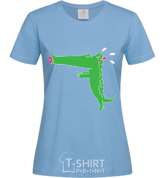 Women's T-shirt LOVE CROCODILES GIRL sky-blue фото