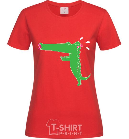 Women's T-shirt LOVE CROCODILES GIRL red фото