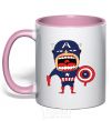 Mug with a colored handle CAPITAN AMERICA (Roberto Salvador) light-pink фото