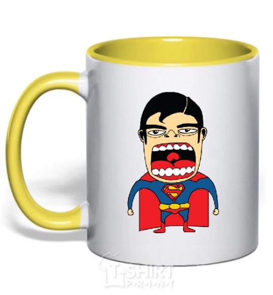 Mug with a colored handle SUPERMAN (Roberto Salvador) yellow фото