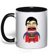 Mug with a colored handle SUPERMAN (Roberto Salvador) black фото