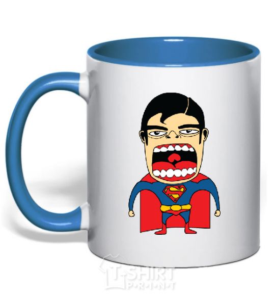 Mug with a colored handle SUPERMAN (Roberto Salvador) royal-blue фото