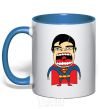 Mug with a colored handle SUPERMAN (Roberto Salvador) royal-blue фото