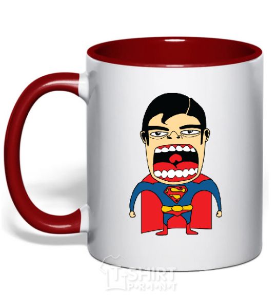 Mug with a colored handle SUPERMAN (Roberto Salvador) red фото