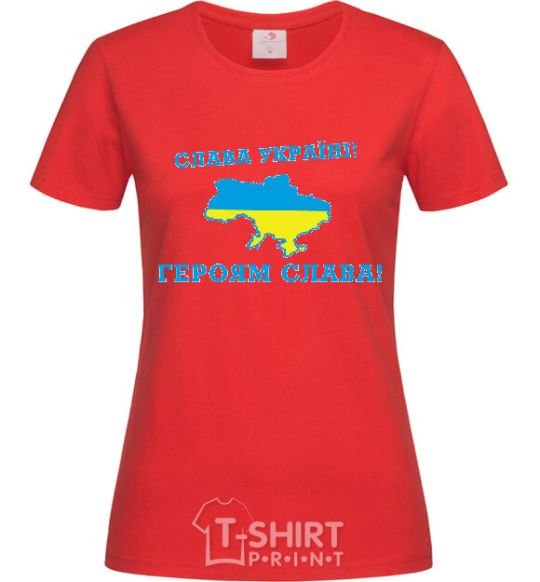 Women's T-shirt Glory to Ukraine! Glory to the heroes! red фото