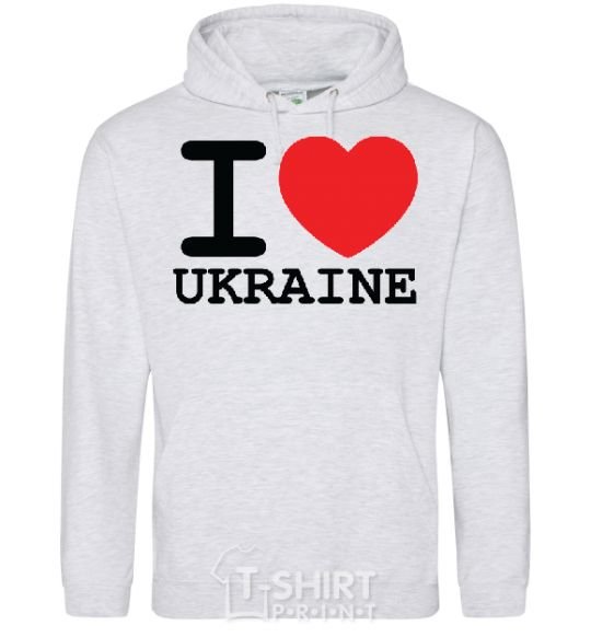 Men`s hoodie I love Ukraine (original) sport-grey фото