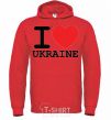 Men`s hoodie I love Ukraine (original) bright-red фото