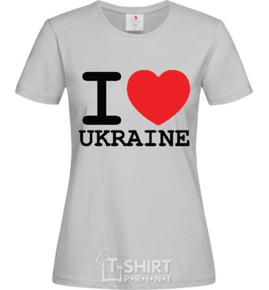 Women's T-shirt I love Ukraine (original) grey фото