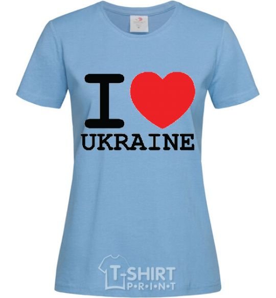 Women's T-shirt I love Ukraine (original) sky-blue фото