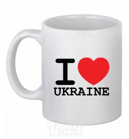 Ceramic mug I love Ukraine (original) White фото