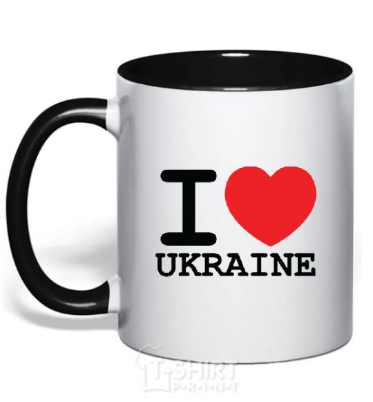 Mug with a colored handle I love Ukraine (original) black фото