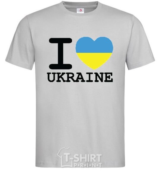 Men's T-Shirt I love Ukraine (flag) grey фото