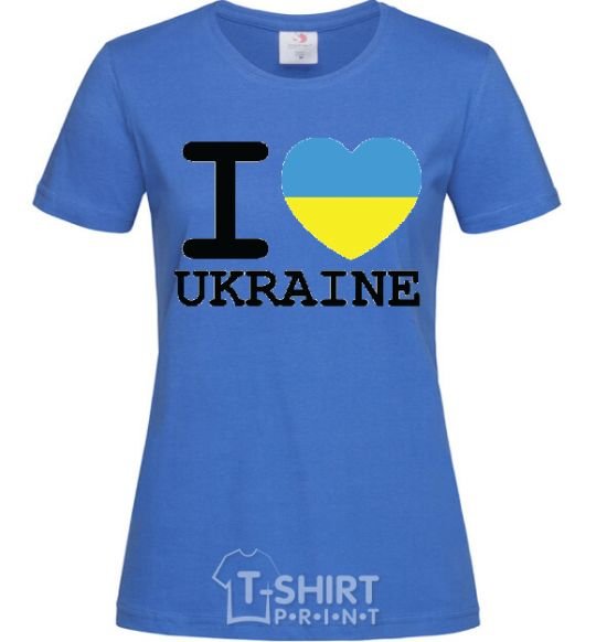 Women's T-shirt I love Ukraine (flag) royal-blue фото