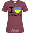 Women's T-shirt I love Ukraine (flag) burgundy фото