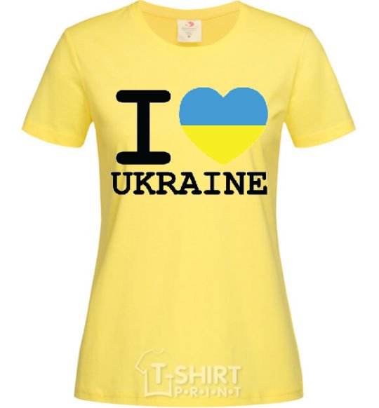 Women's T-shirt I love Ukraine (flag) cornsilk фото