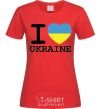 Women's T-shirt I love Ukraine (flag) red фото