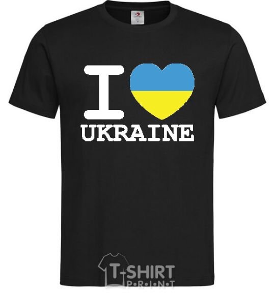 Men's T-Shirt I love Ukraine (flag) black фото