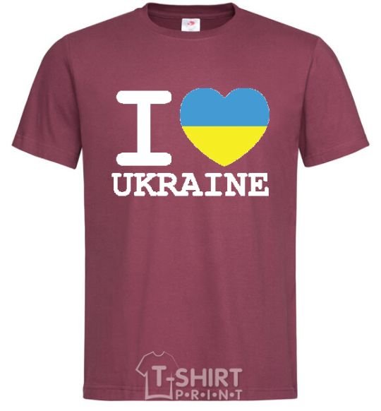 Men's T-Shirt I love Ukraine (flag) burgundy фото