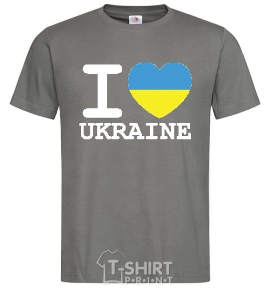 Men's T-Shirt I love Ukraine (flag) dark-grey фото