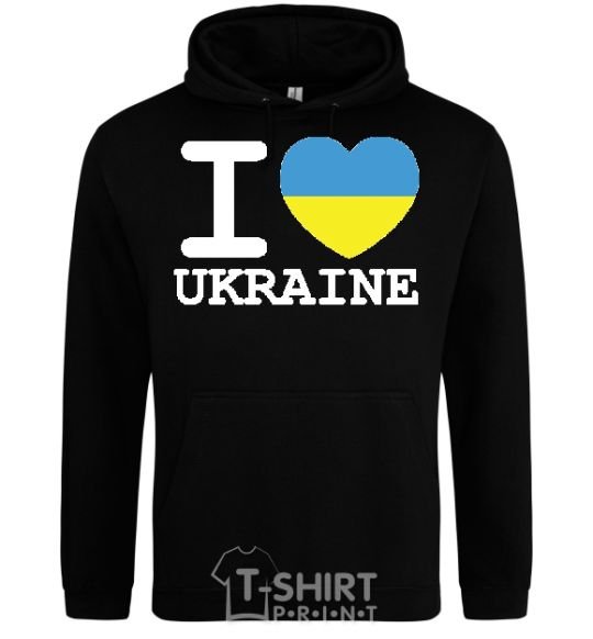 Men`s hoodie I love Ukraine (flag) black фото