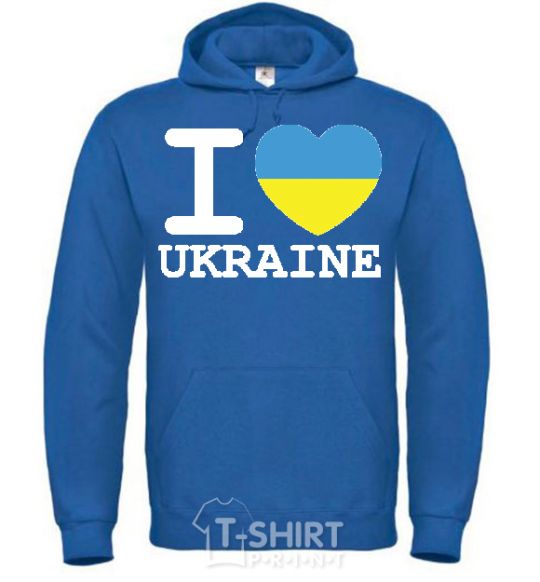 Men`s hoodie I love Ukraine (flag) royal фото