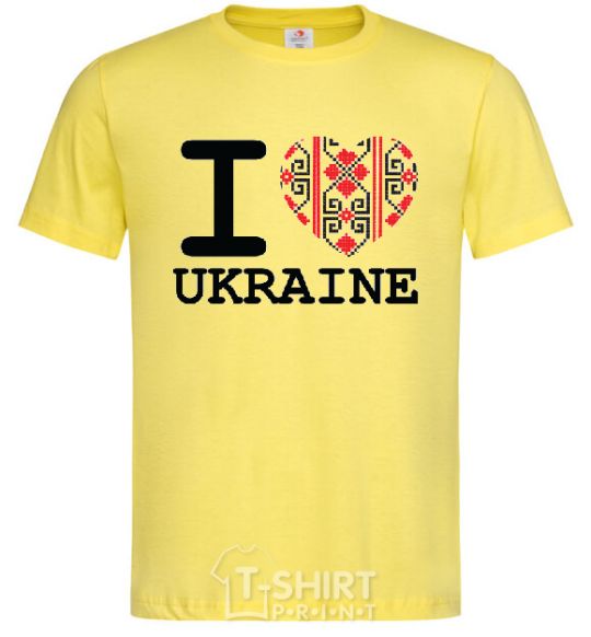 Мужская футболка I love Ukraine (вишиванка) Лимонный фото