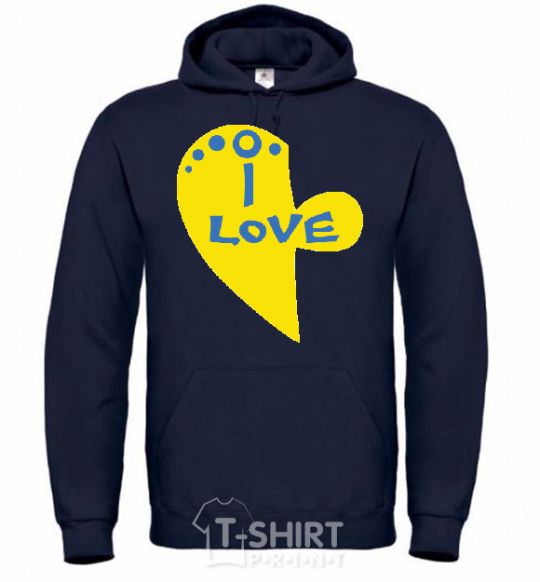 Men`s hoodie I love patriot navy-blue фото