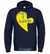 Men`s hoodie I love patriot navy-blue фото