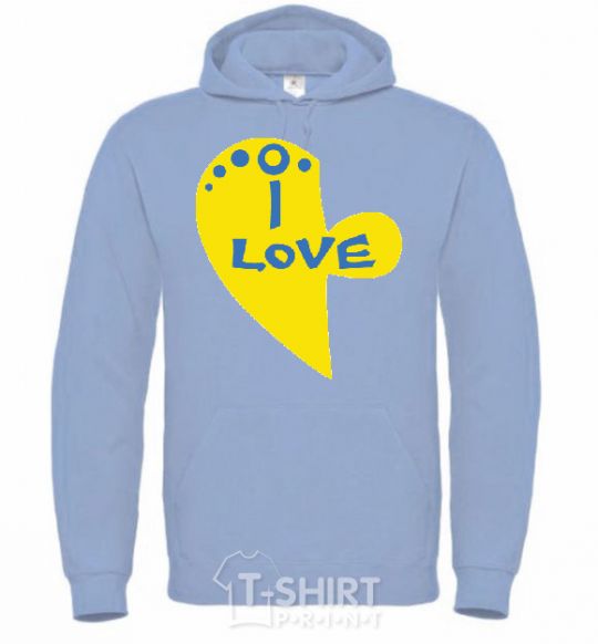 Men`s hoodie I love patriot sky-blue фото