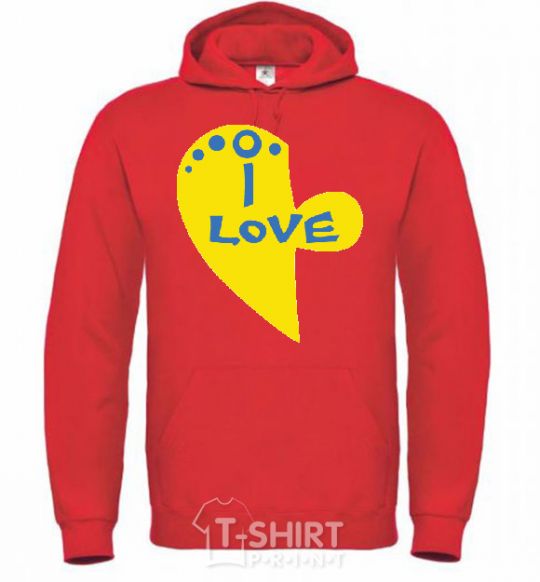 Men`s hoodie I love patriot bright-red фото