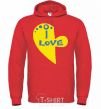 Men`s hoodie I love patriot bright-red фото