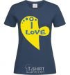 Women's T-shirt I love patriot navy-blue фото