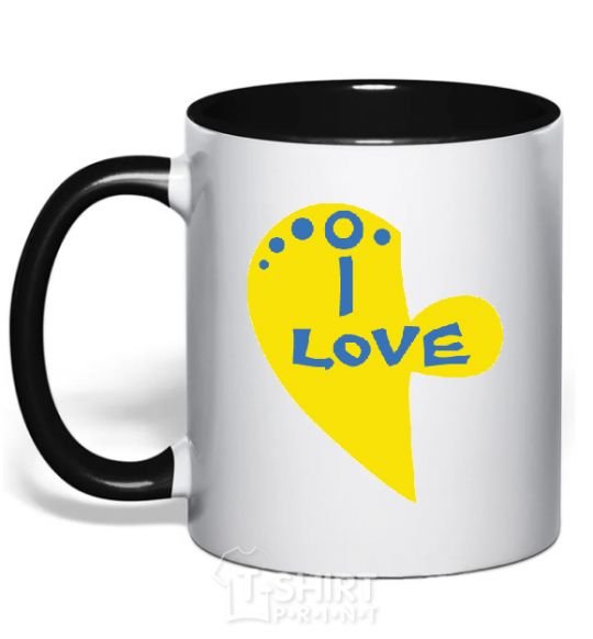 Mug with a colored handle I love patriot black фото