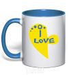 Mug with a colored handle I love patriot royal-blue фото