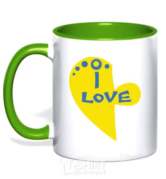 Mug with a colored handle I love patriot kelly-green фото