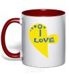 Mug with a colored handle I love patriot red фото