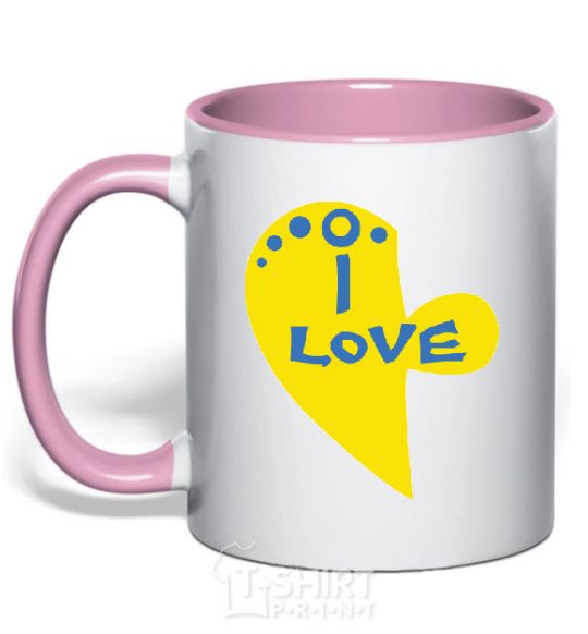 Mug with a colored handle I love patriot light-pink фото