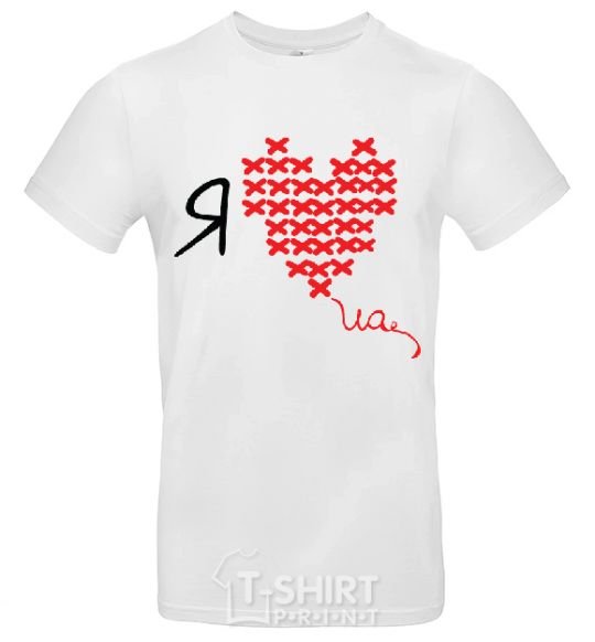 Men's T-Shirt I love UA - cross stitch White фото