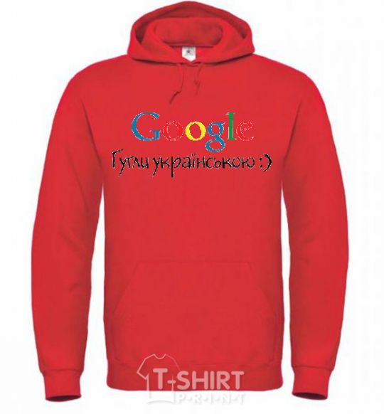 Men`s hoodie Google in Ukrainian bright-red фото