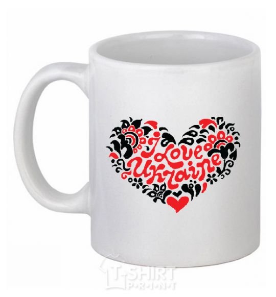 Ceramic mug I love Ukraine Logo White фото