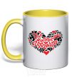 Mug with a colored handle I love Ukraine Logo yellow фото