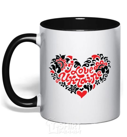 Mug with a colored handle I love Ukraine Logo black фото