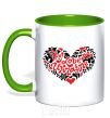 Mug with a colored handle I love Ukraine Logo kelly-green фото