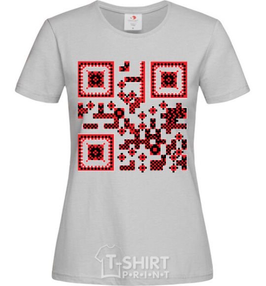 Women's T-shirt QR code of Ukraine grey фото