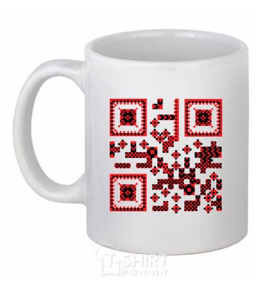 Ceramic mug QR code of Ukraine White фото